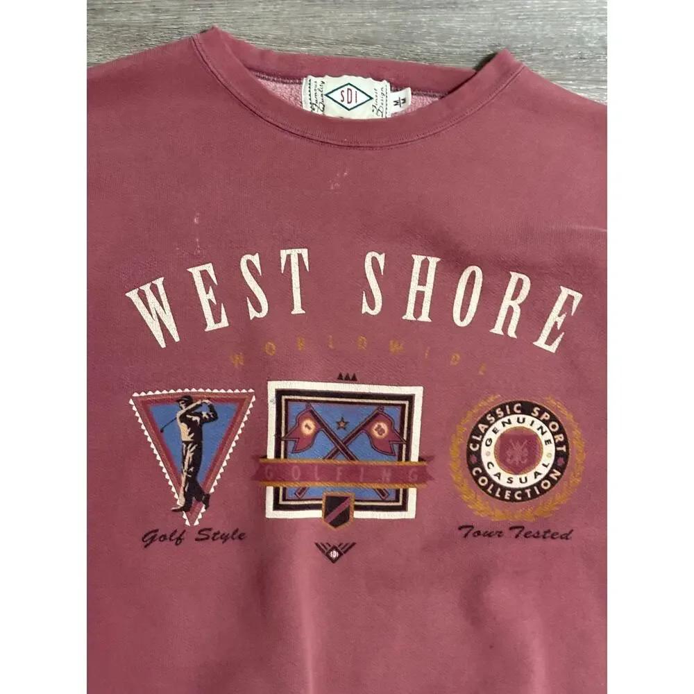 Vintage 90s West Shore Worldwide Golfing Crewneck Golf Retro - Men’s Medium